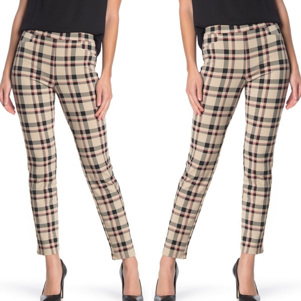 Sanctuary Cropped Plaid Knit Pants, Petite